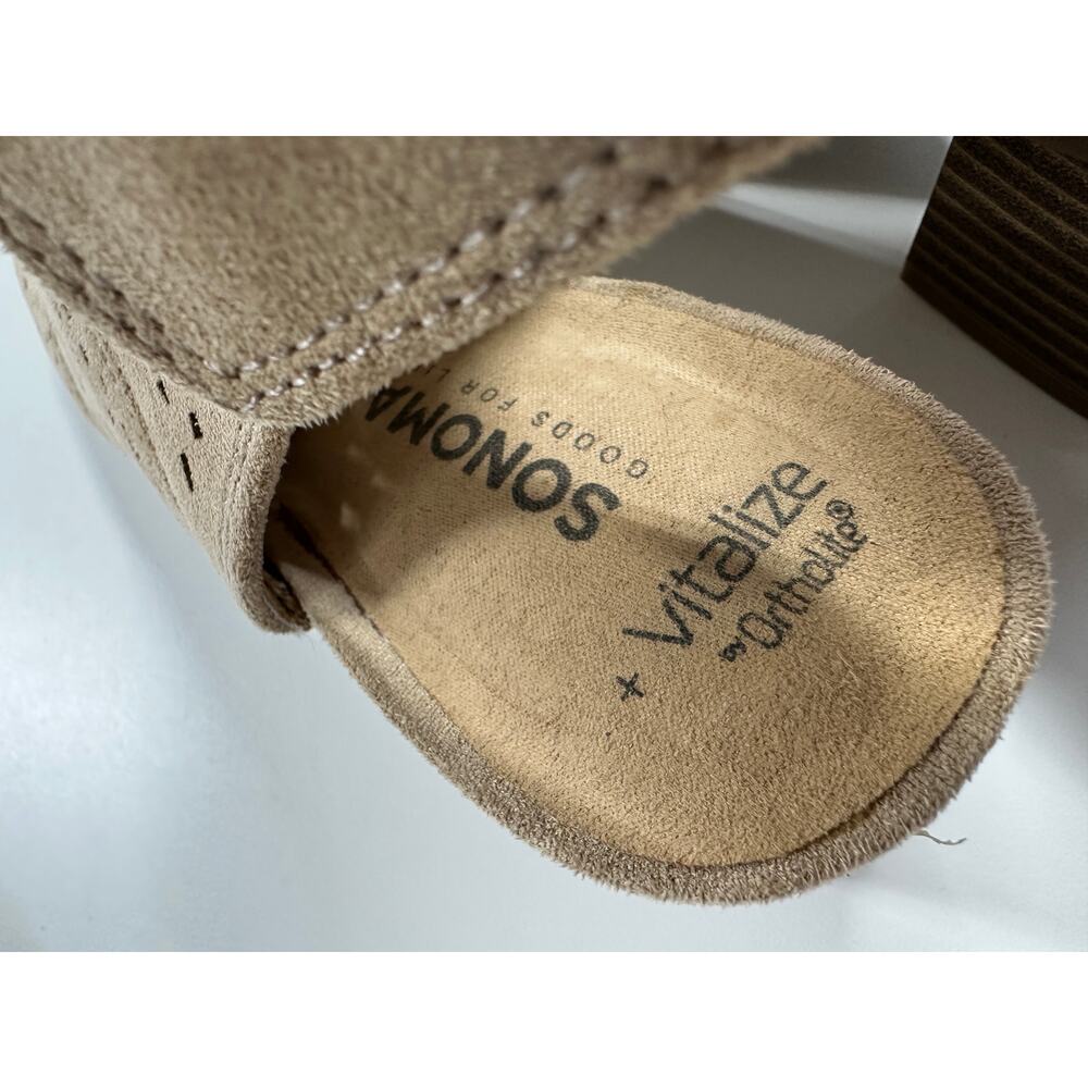 Sonoma Vitalize Ortholite 6.5 Med Aussie Taupe Laser Cutout Peep Toe Heel Sandal - Picture 6 of 10